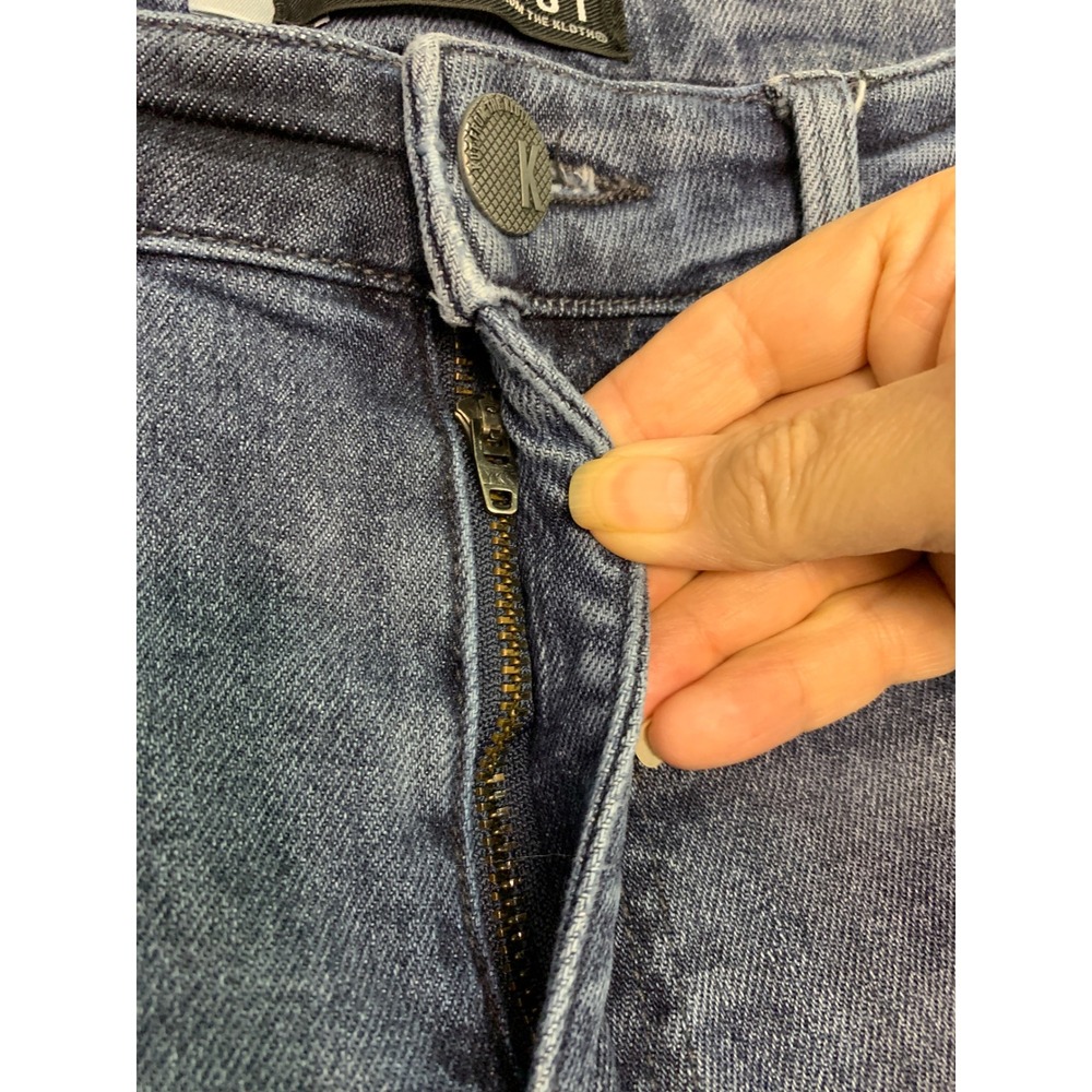 KUT From The Kloth Distressed Kelsey High Rise Ankle Flare Jeans Size 6 Blue - Picture 5 of 15